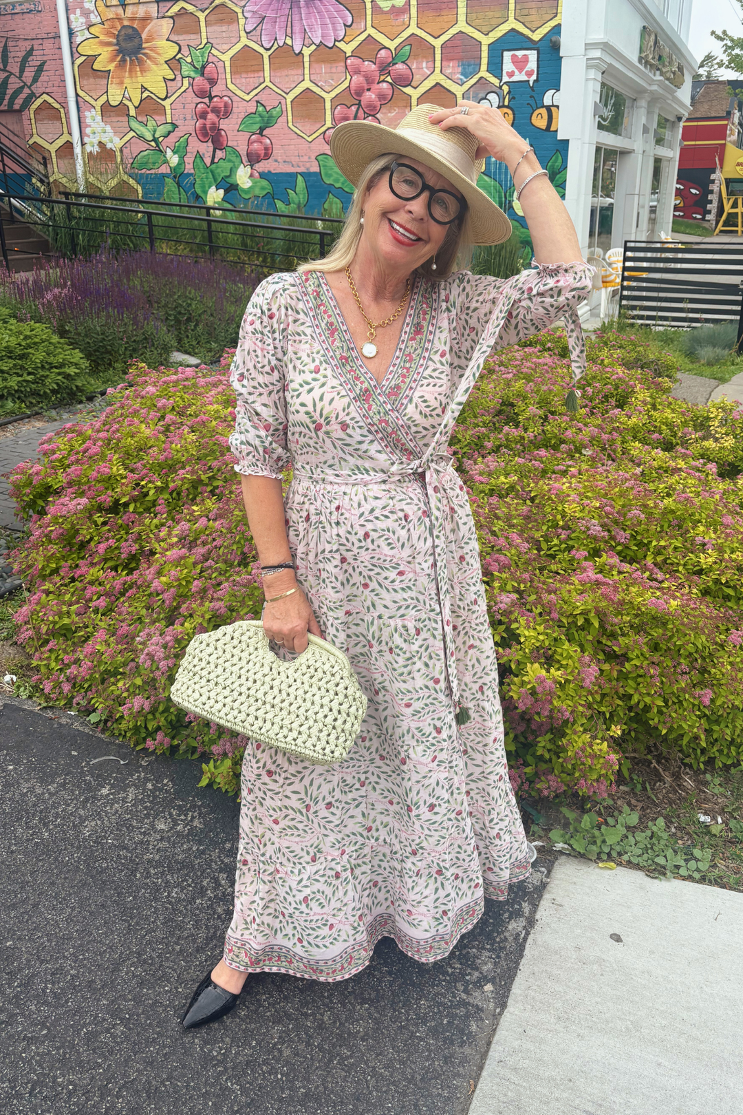 PINK MEADOW WRAP DRESS