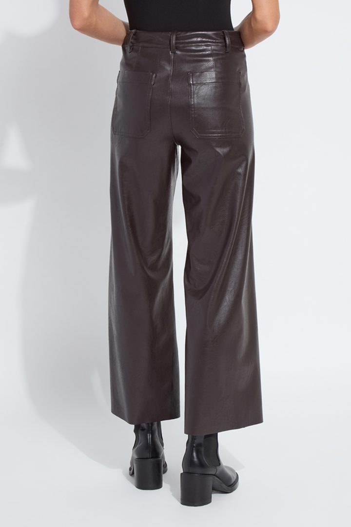 HW Vegan Leather Wide Leg- Espresso