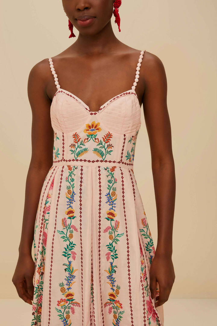 FARM RIO | DELICATE FOREST PINK MAXI DRESS