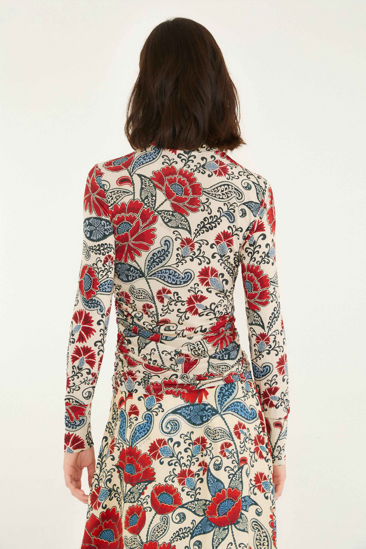 FARM RIO | FRANCESCA SAND JERSEY BLOUSE