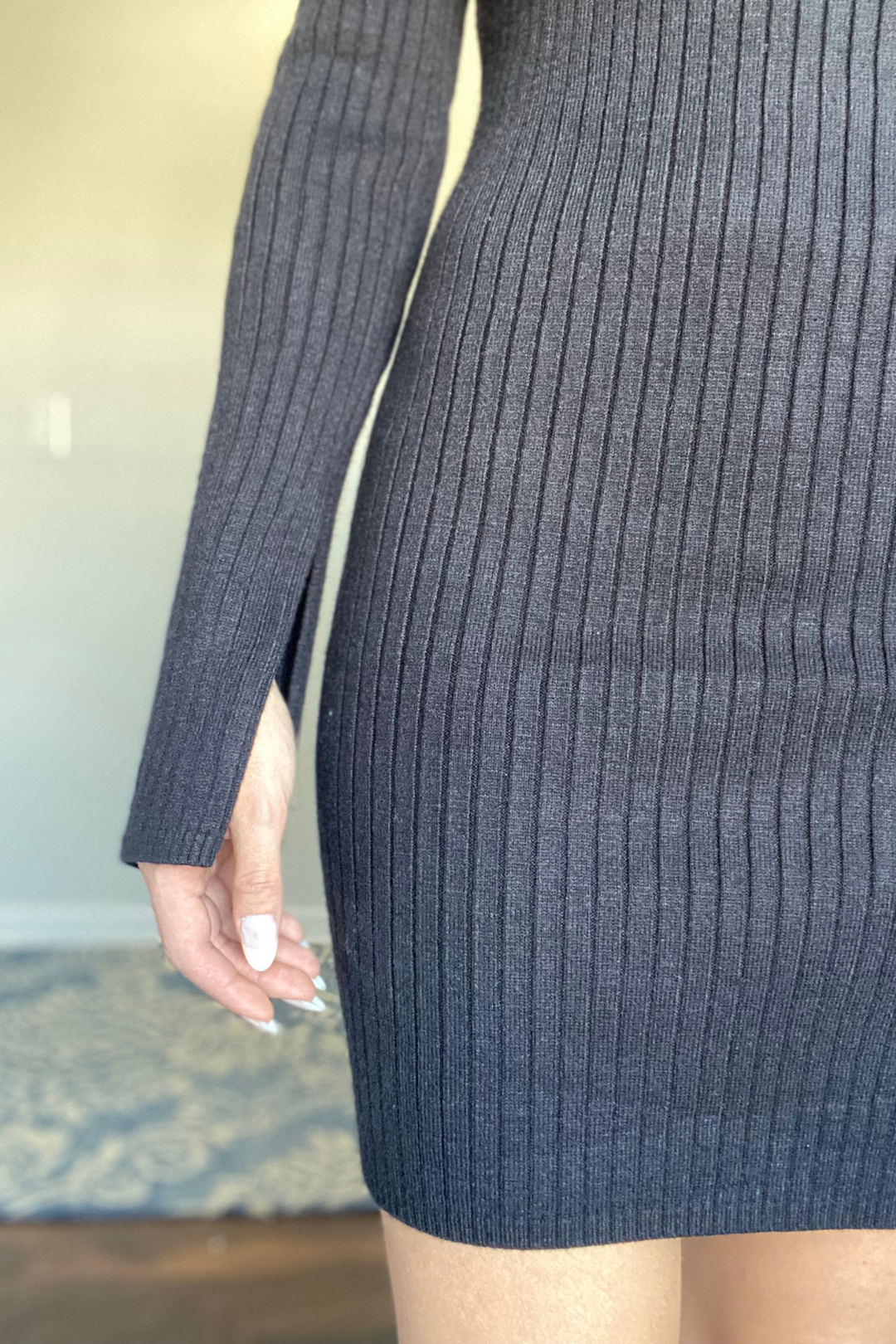 Liana Ribbed Sweater Mini Dress
