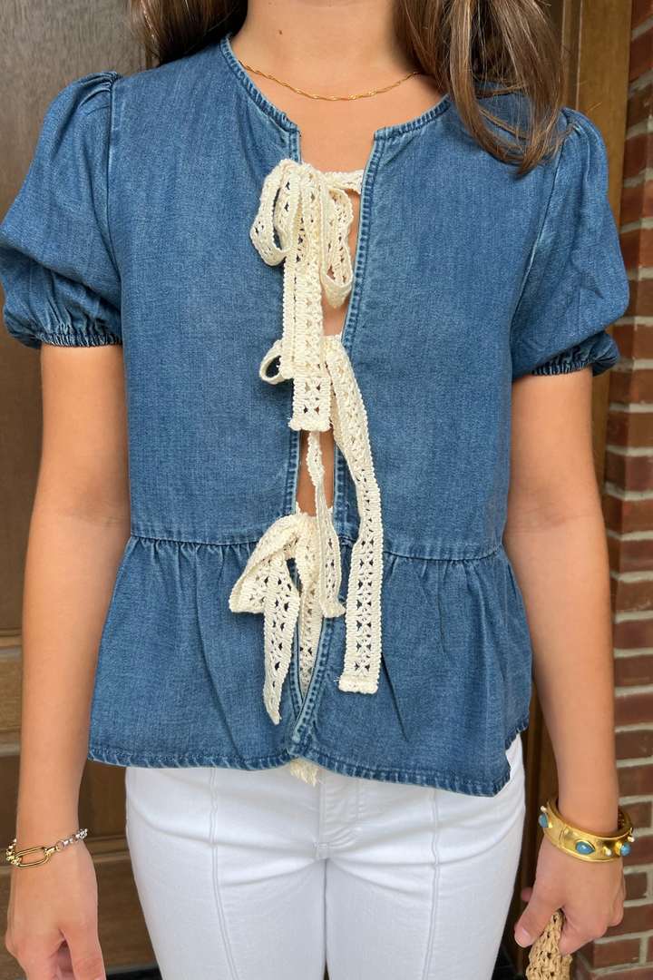 Chambray Peplum Top
