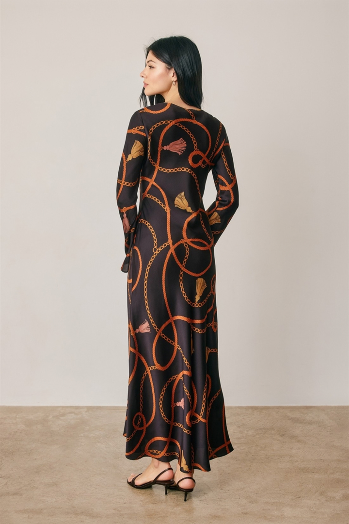 Satin Bell Sleeve Dress