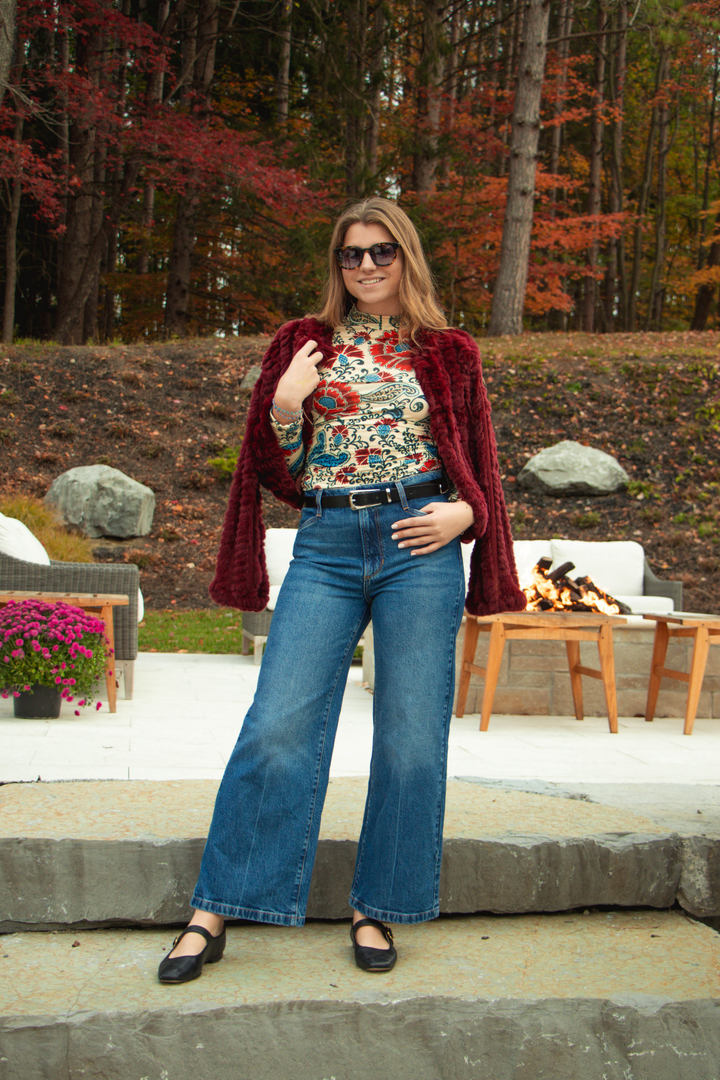 FARM RIO | FRANCESCA SAND JERSEY BLOUSE