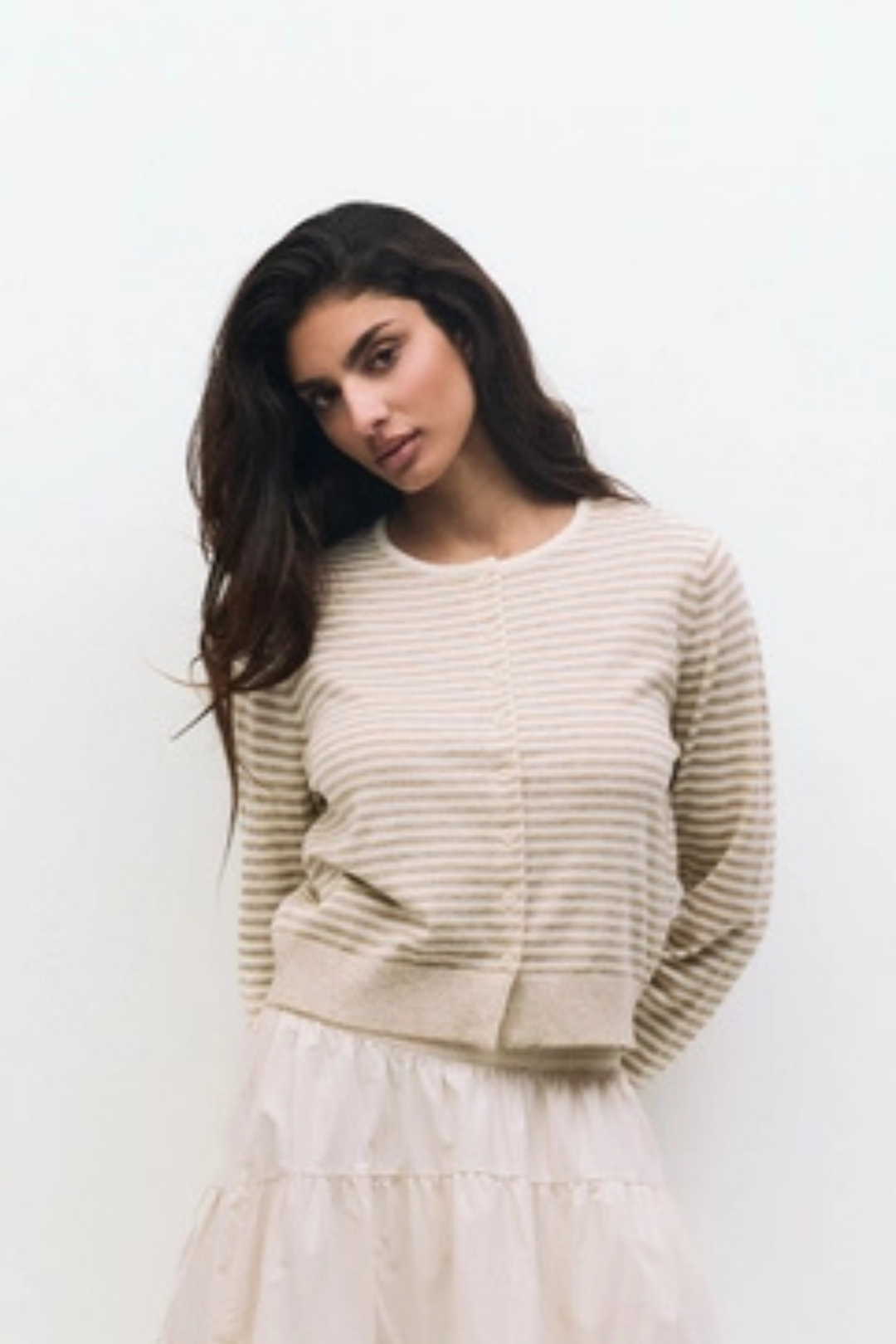 Montana Cardigan - Cream Stripe