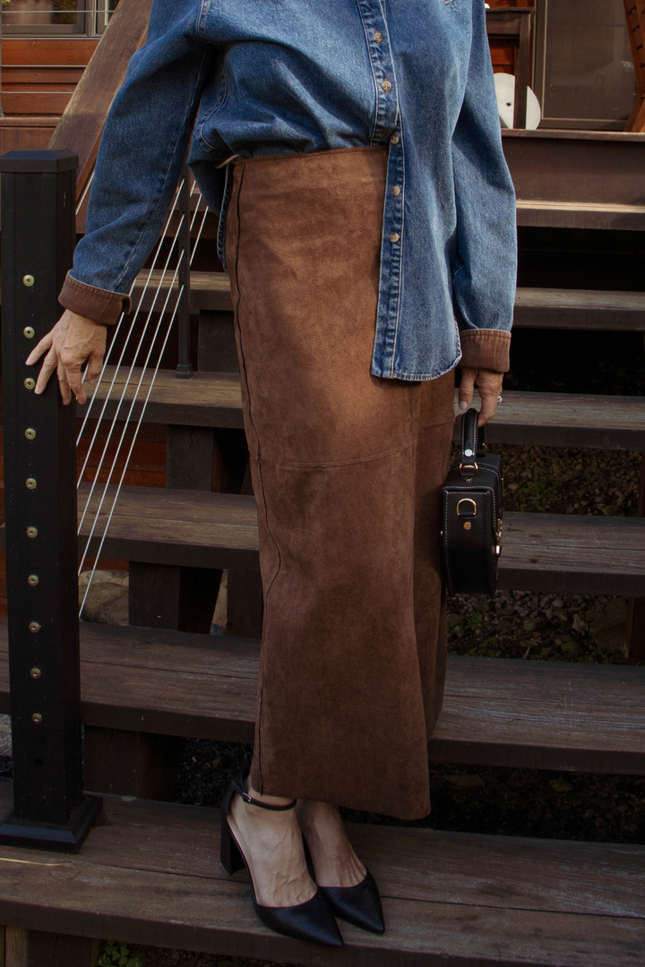 Suede Straight Skirt