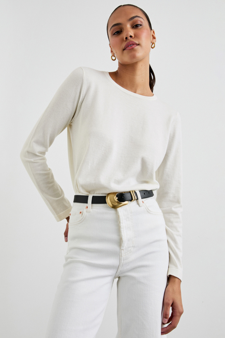 RAILS | COTTON CASHMERE LS TEE- WHITE