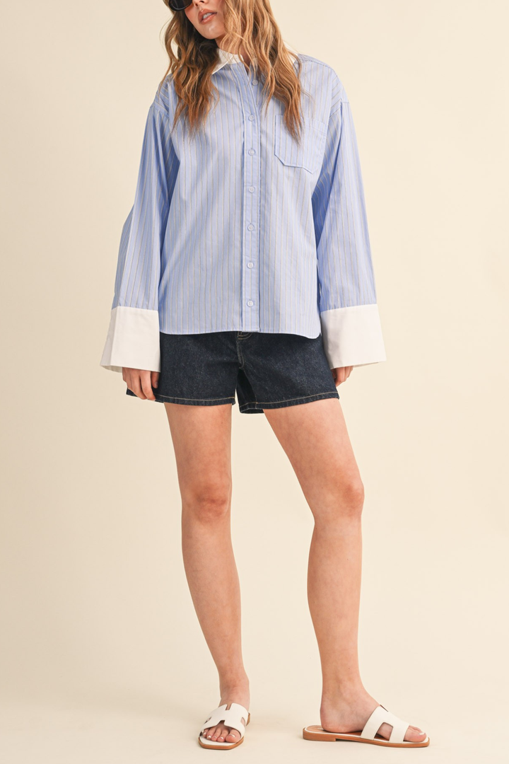 Contrast Over Size Shirt