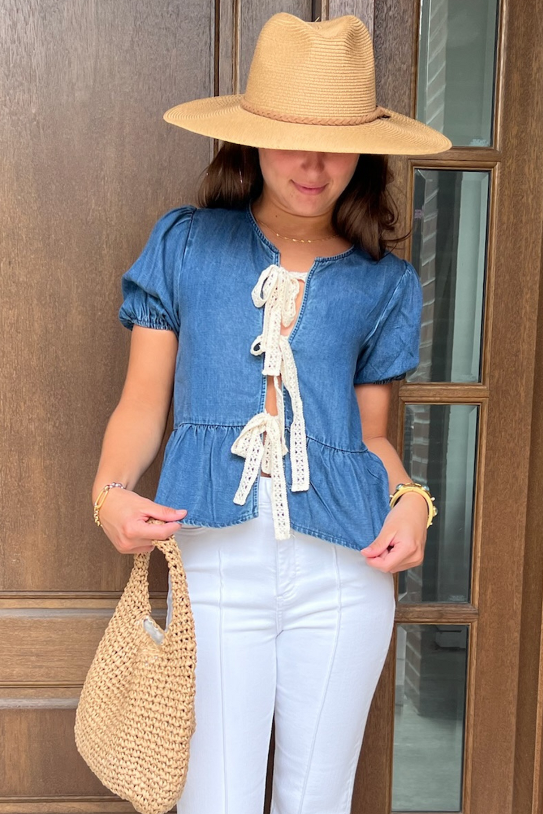 Chambray Peplum Top