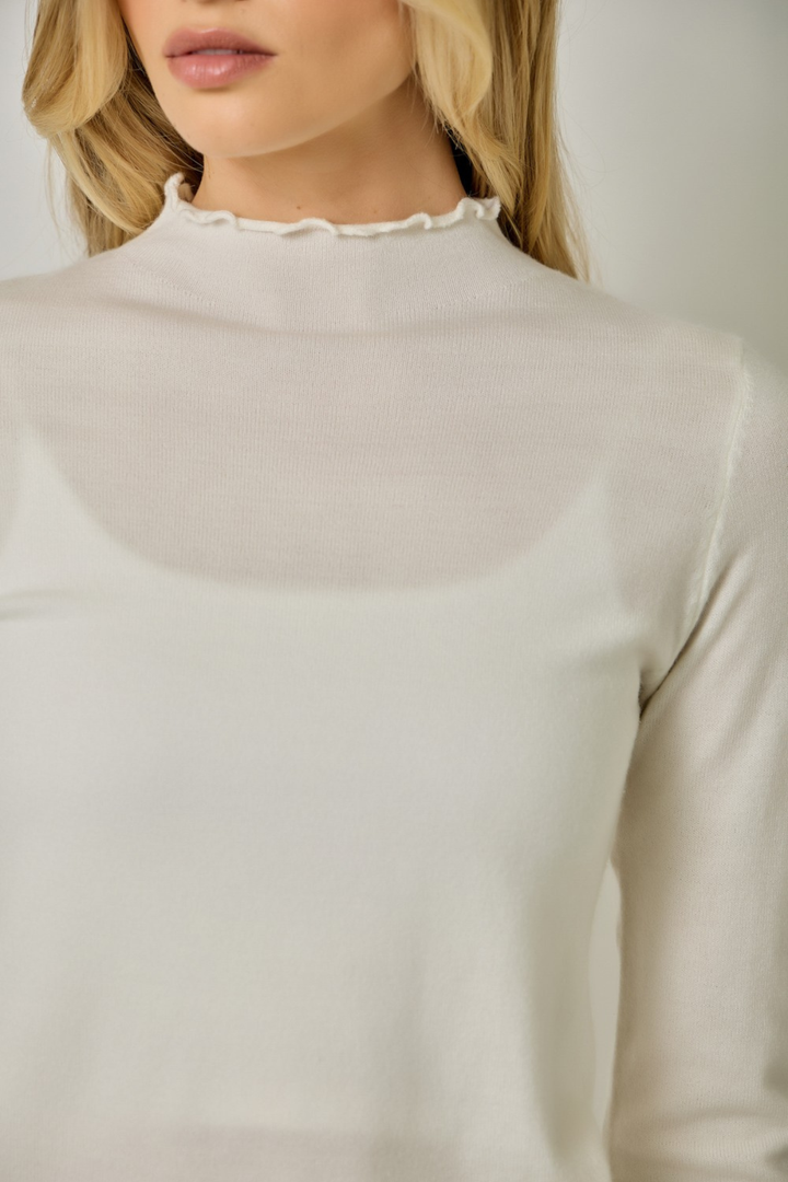 Cream Lettuce Edge Sweater