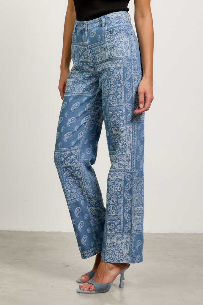 [RONRON] ★24SS★RIBBON PRINTED DENIM HALF PANTS 0400021328187_INDIGOMULTI?wid=