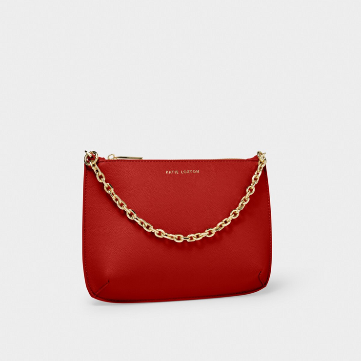KATIE LOXTON | Astrid Chain Clutch- Red