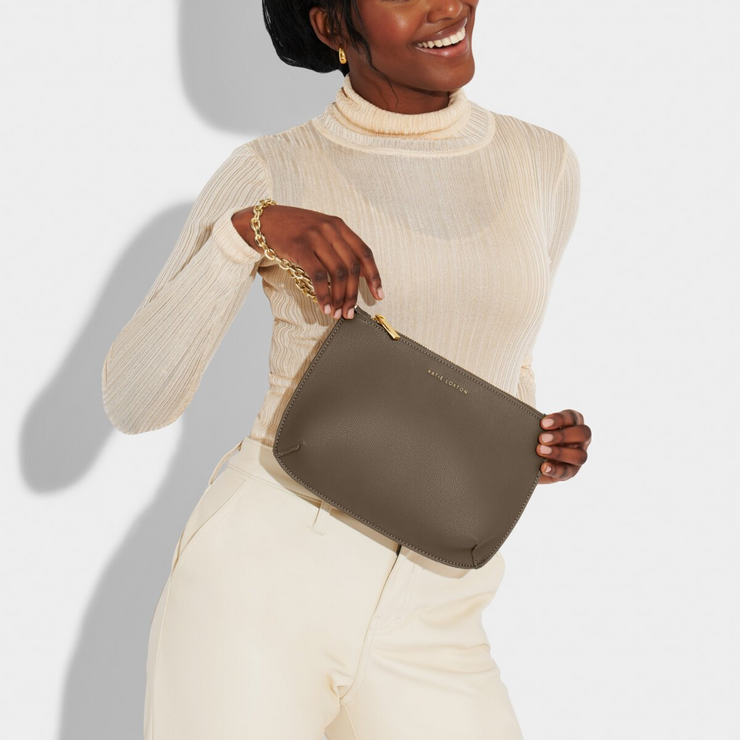 KATIE LOXTON | Astrid Chain Clutch- Mink