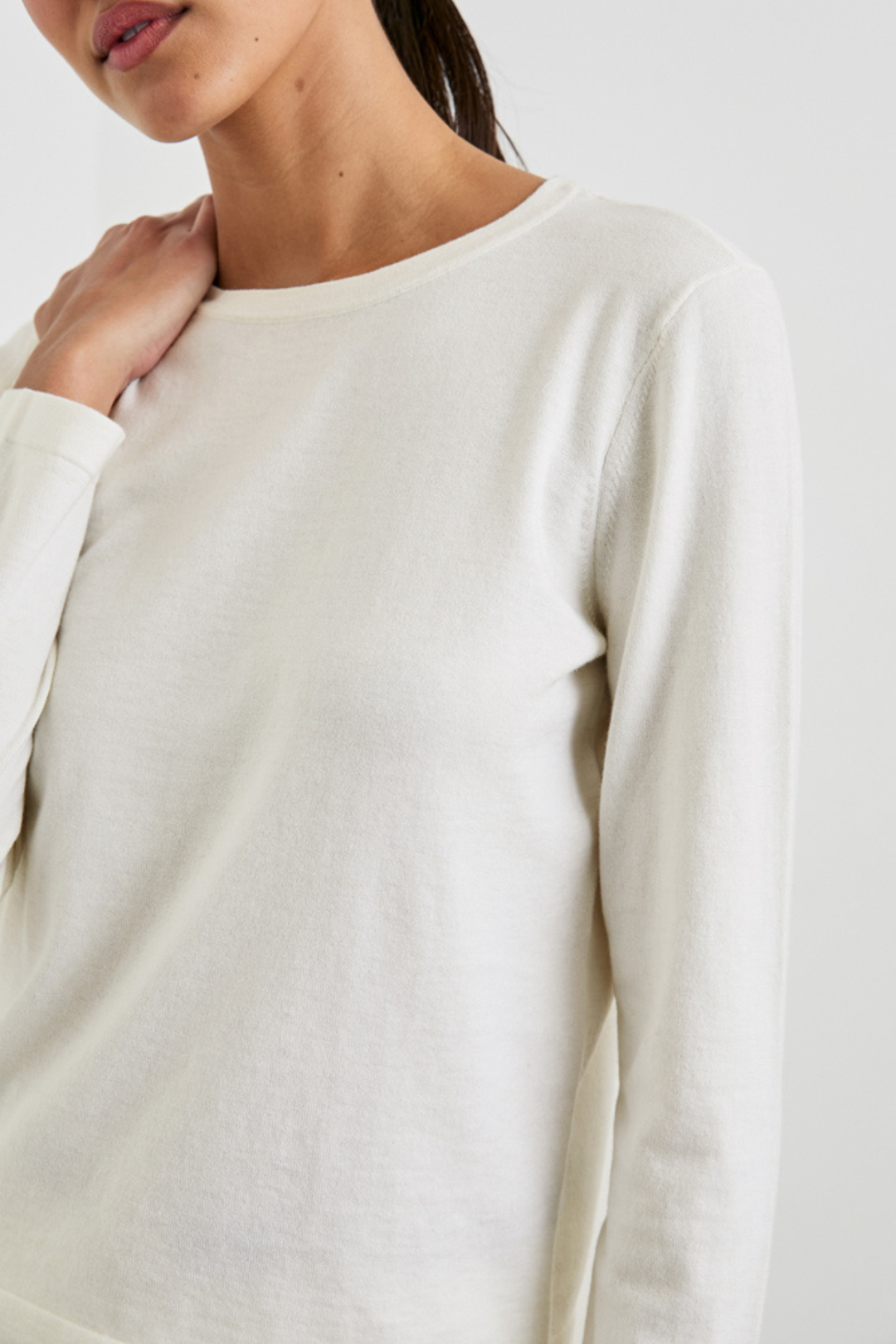RAILS | COTTON CASHMERE LS TEE- WHITE