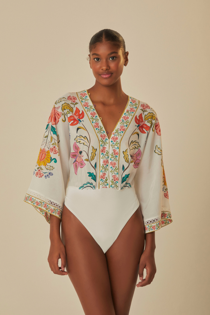 FARM RIO | INSECTS FLORAL BODYSUIT