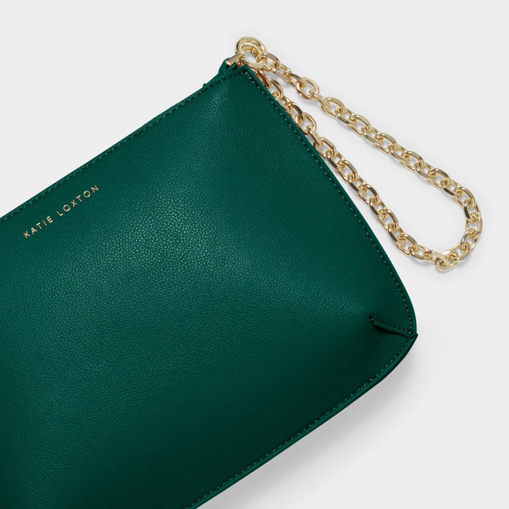 KATIE LOXTON | Astrid Chain Clutch- Emerald