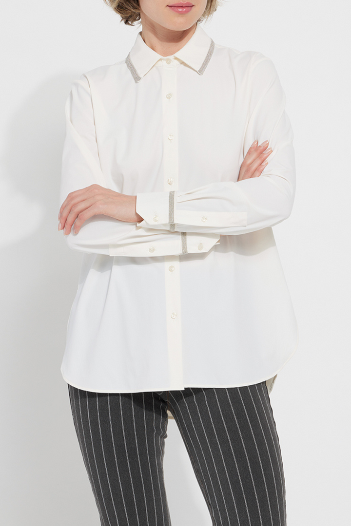 LYSSE | Stasia Micro Beaded Shirt- White