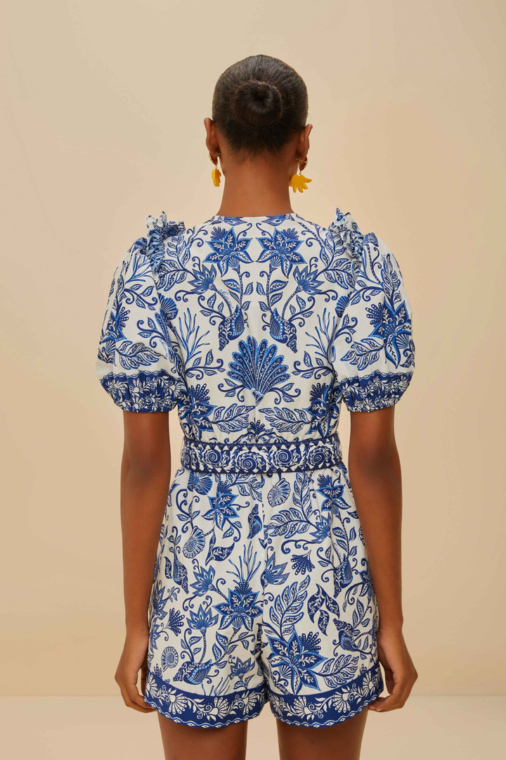 FARM RIO | SHELL GARDEN OFF-WHITE ROMPER