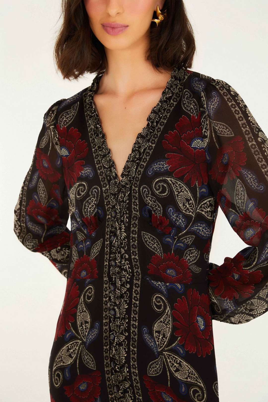 FARM RIO | VALENTINA BLACK MIDI DRESS