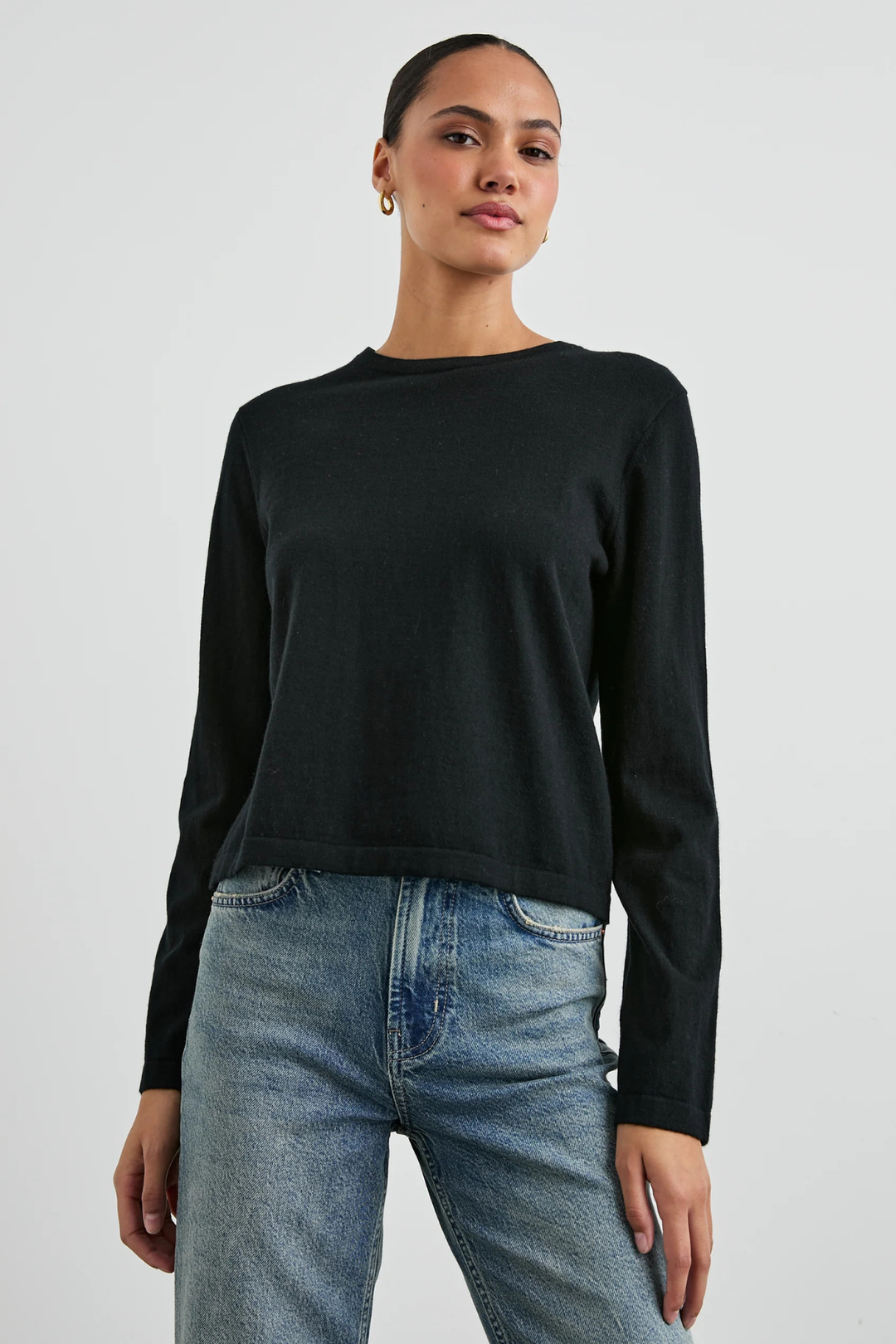 COTTON CASHMERE LS TEE- BLACK