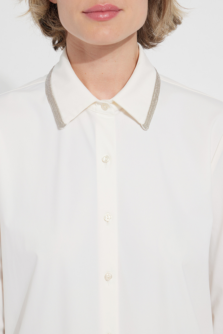 LYSSE | Stasia Micro Beaded Shirt- White