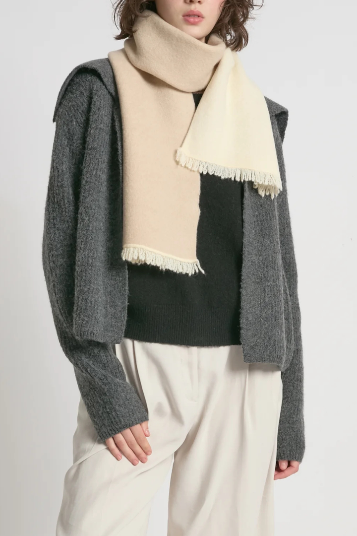 Wool Blend Reversible Scarf- ivory