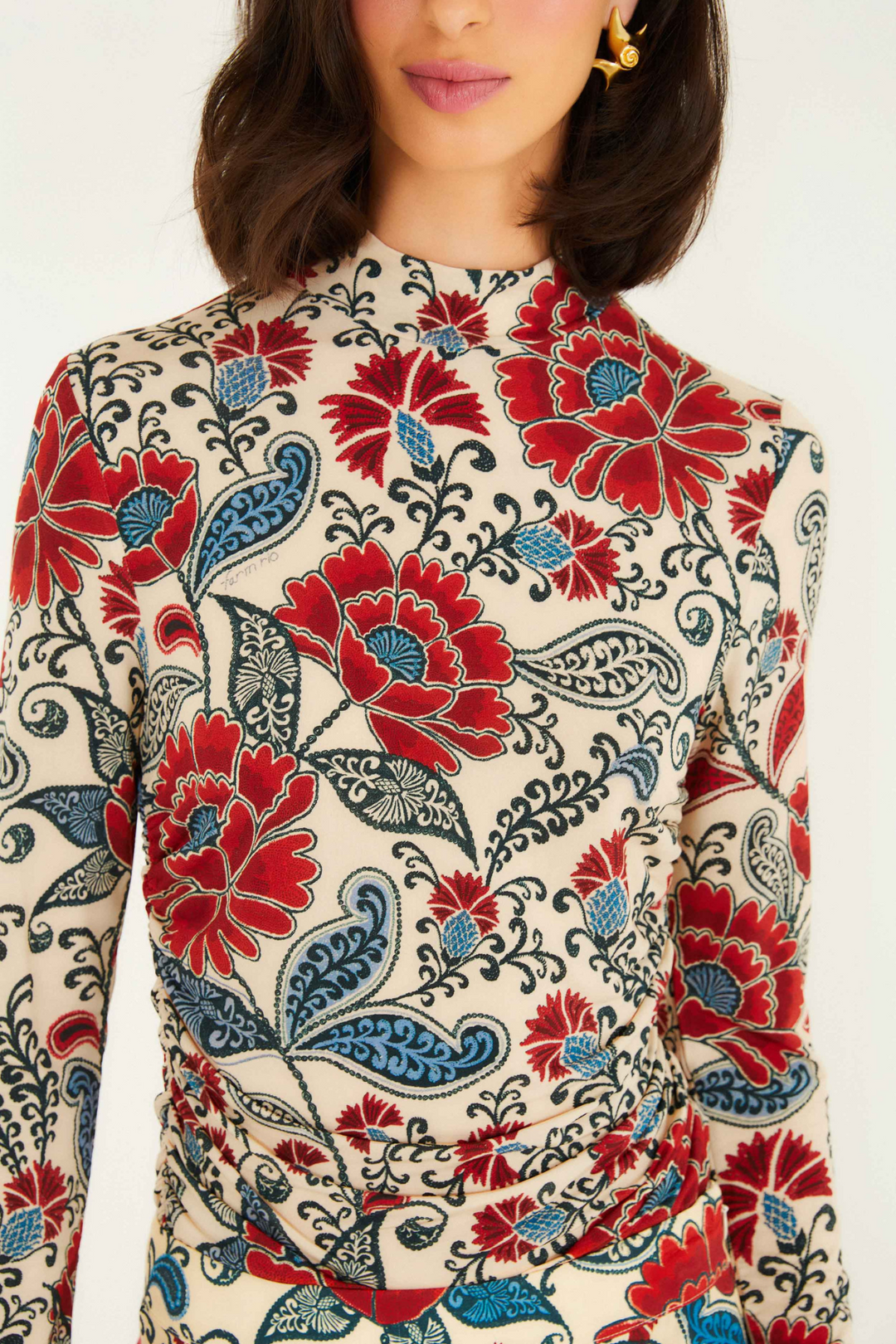 FARM RIO | FRANCESCA SAND JERSEY BLOUSE