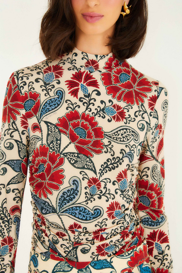 FARM RIO | FRANCESCA SAND JERSEY BLOUSE