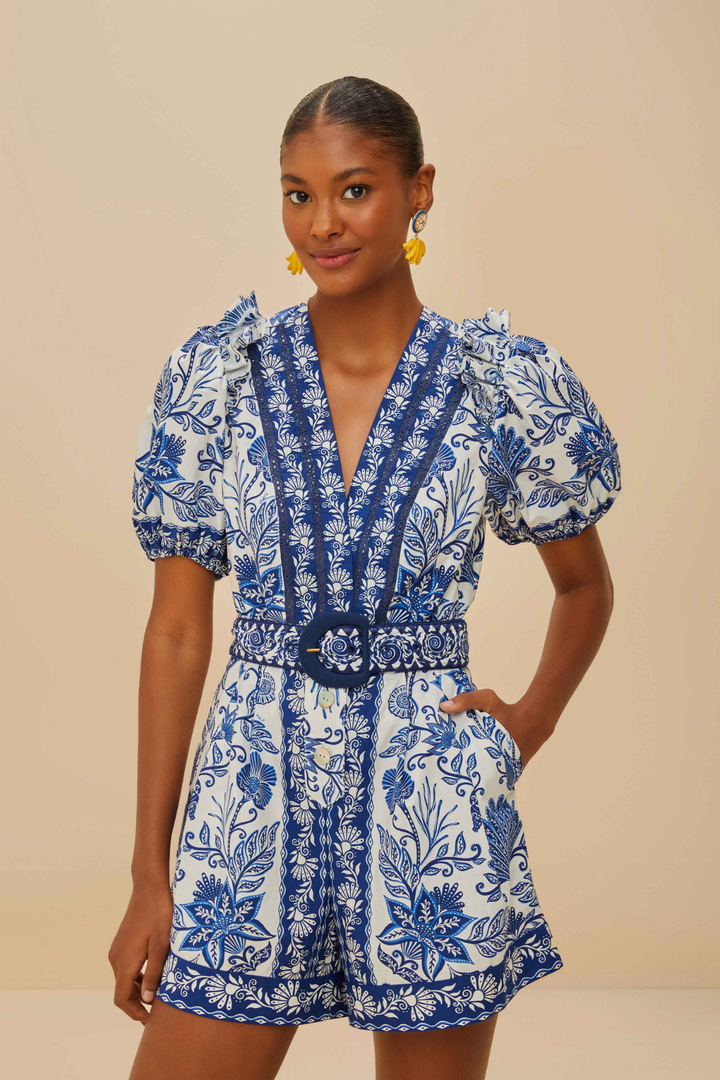 FARM RIO | SHELL GARDEN OFF-WHITE ROMPER
