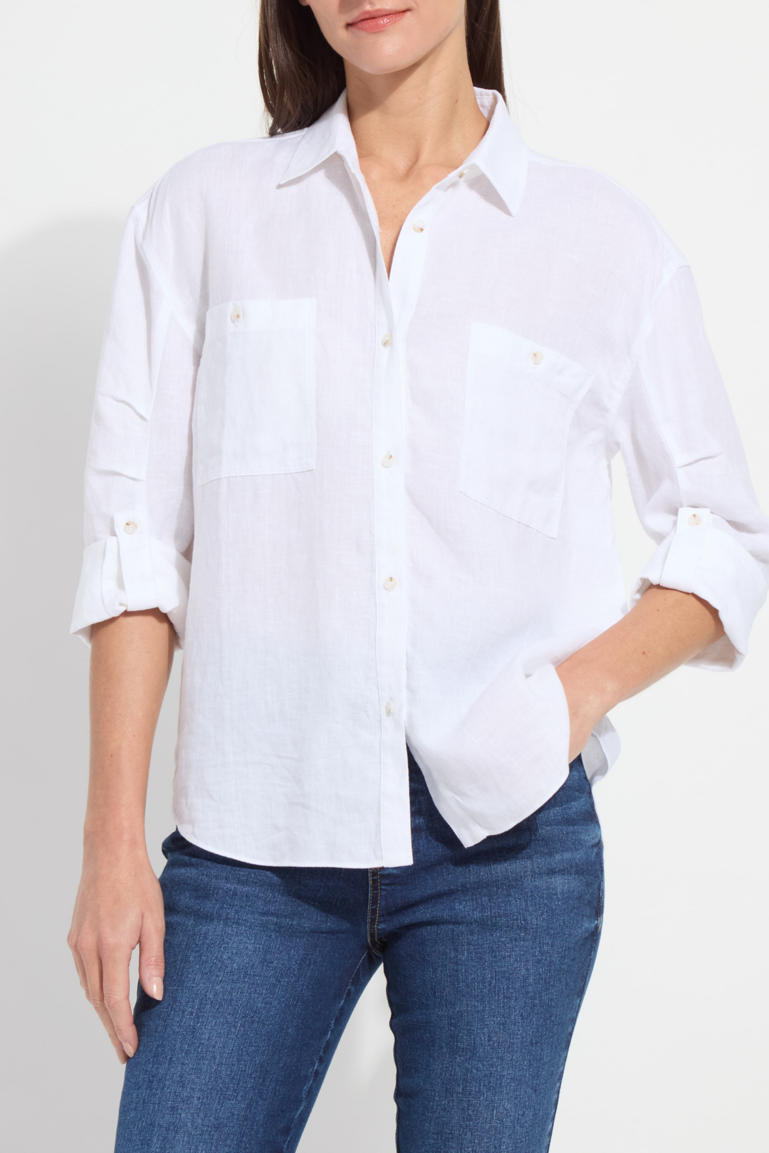 LYSSE | Utility Linen Shirt-White
