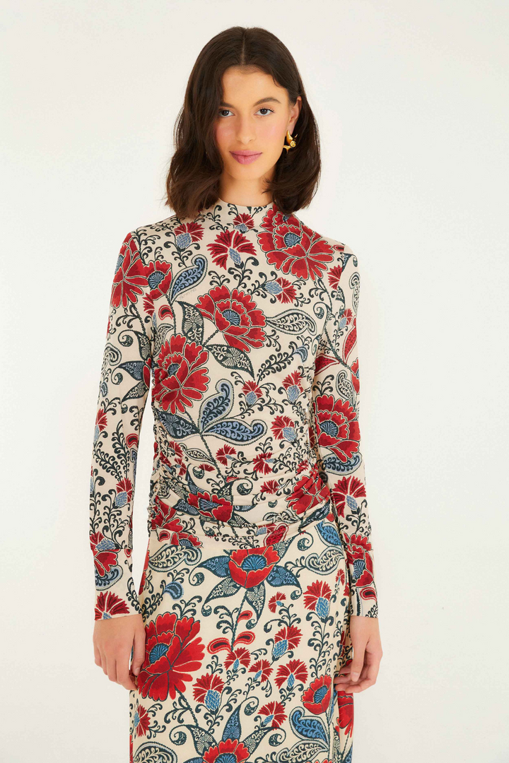 FARM RIO | FRANCESCA SAND JERSEY BLOUSE