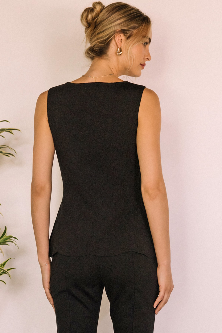 Black Knitted Button Vest