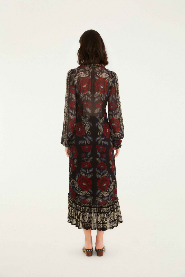 FARM RIO | VALENTINA BLACK MIDI DRESS
