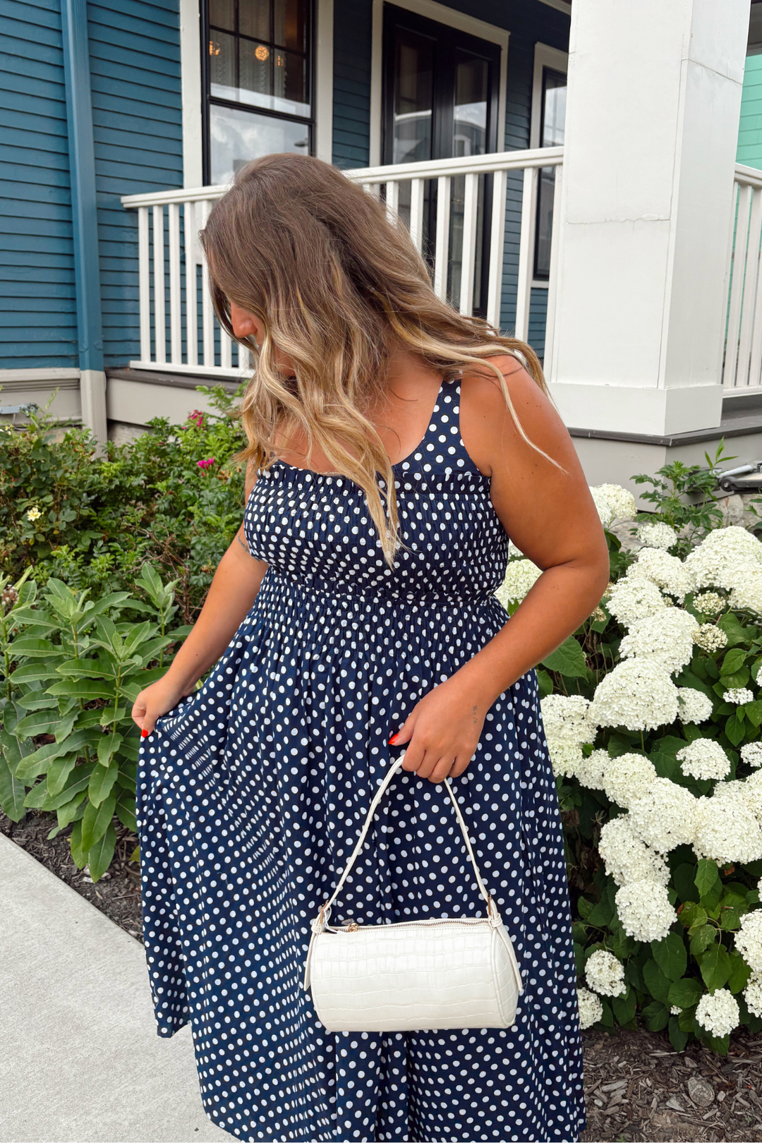Navy Polka Fifties Dress