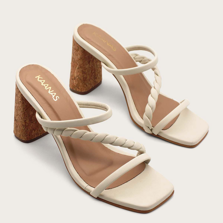 KAANAS Sarchi Cork Heel- Ivory