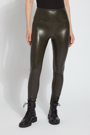 LYSSE Textured leather Legging - Garden Green