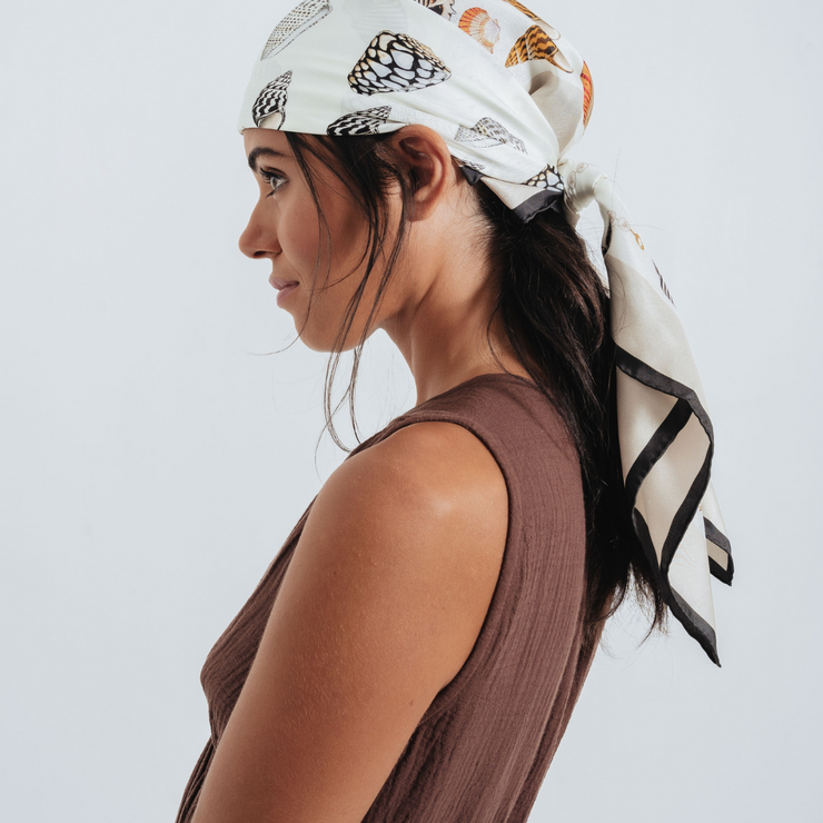 ECHO | Jewels of the Sea Silk Scarf- Sand