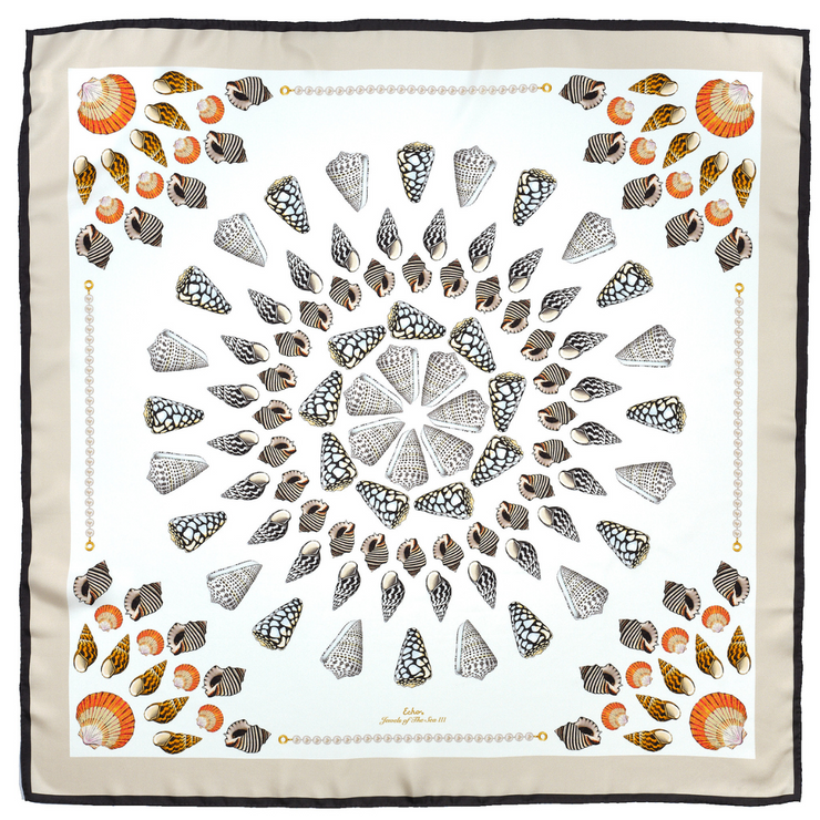 ECHO | Jewels of the Sea Silk Scarf- Sand