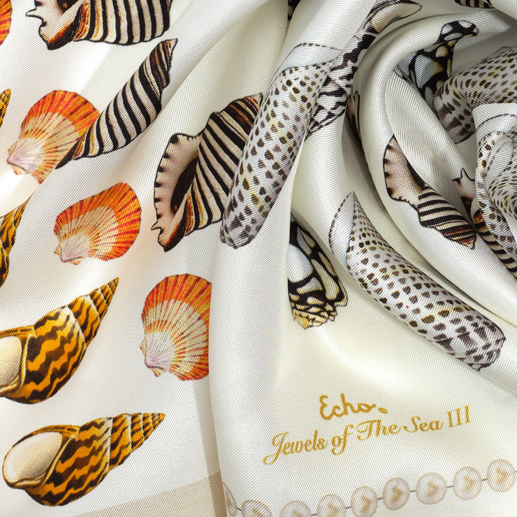 ECHO | Jewels of the Sea Silk Scarf- Sand
