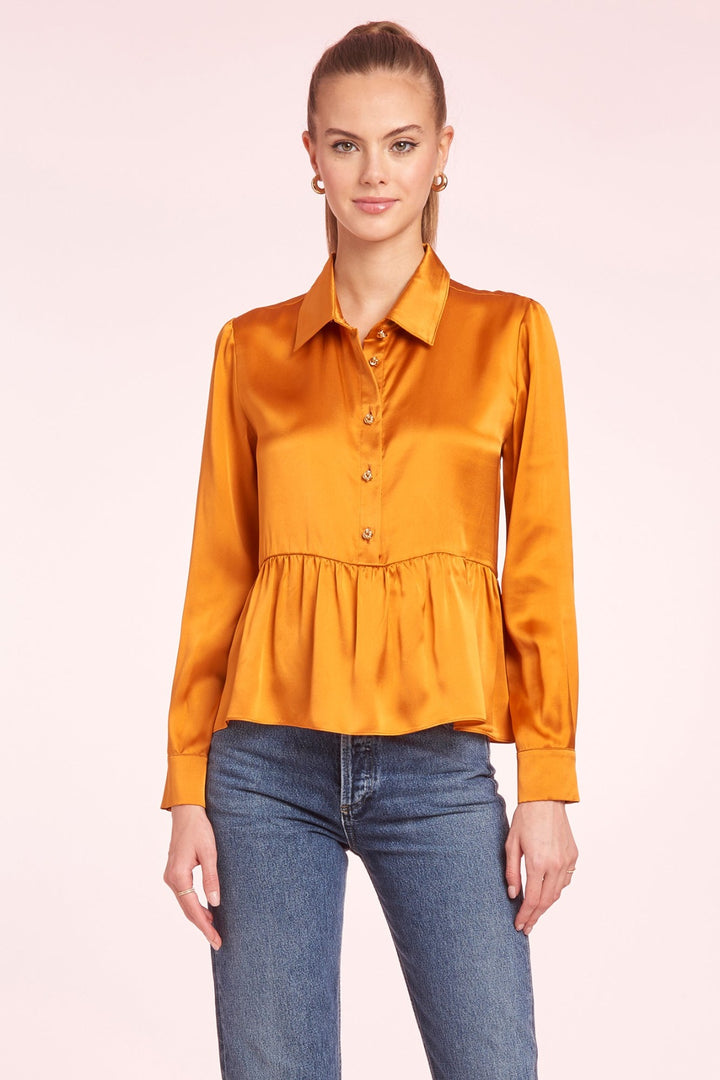 peplum collared blouse in butterscotch