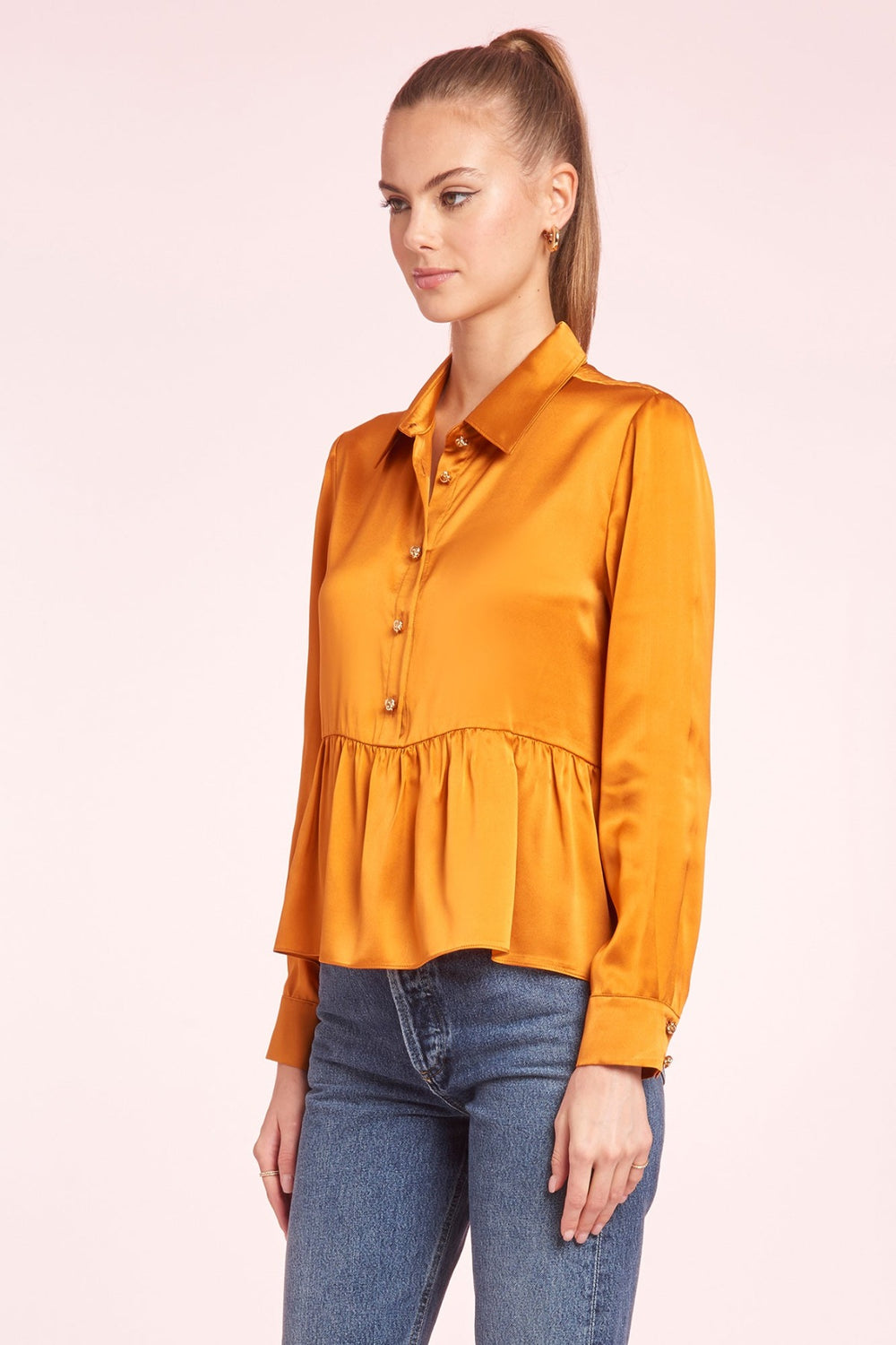peplum collared blouse in butterscotch
