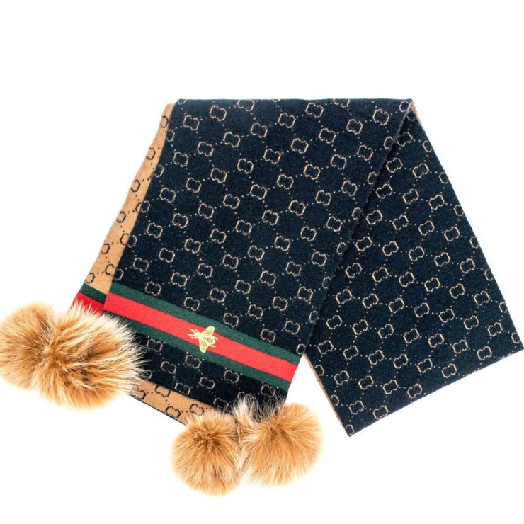Navy Scarf Embroidered Bee
